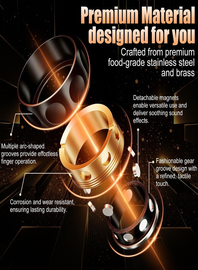 7JI Fidget Spinner Ring for Stress Relief,Adjustable Magnetic Stainless Steel EDC Toy with Relaxing Sounds,ADHD Anxiety Relief,Ideal for Adults Teens Office Work & Unique Gifts - Image 2