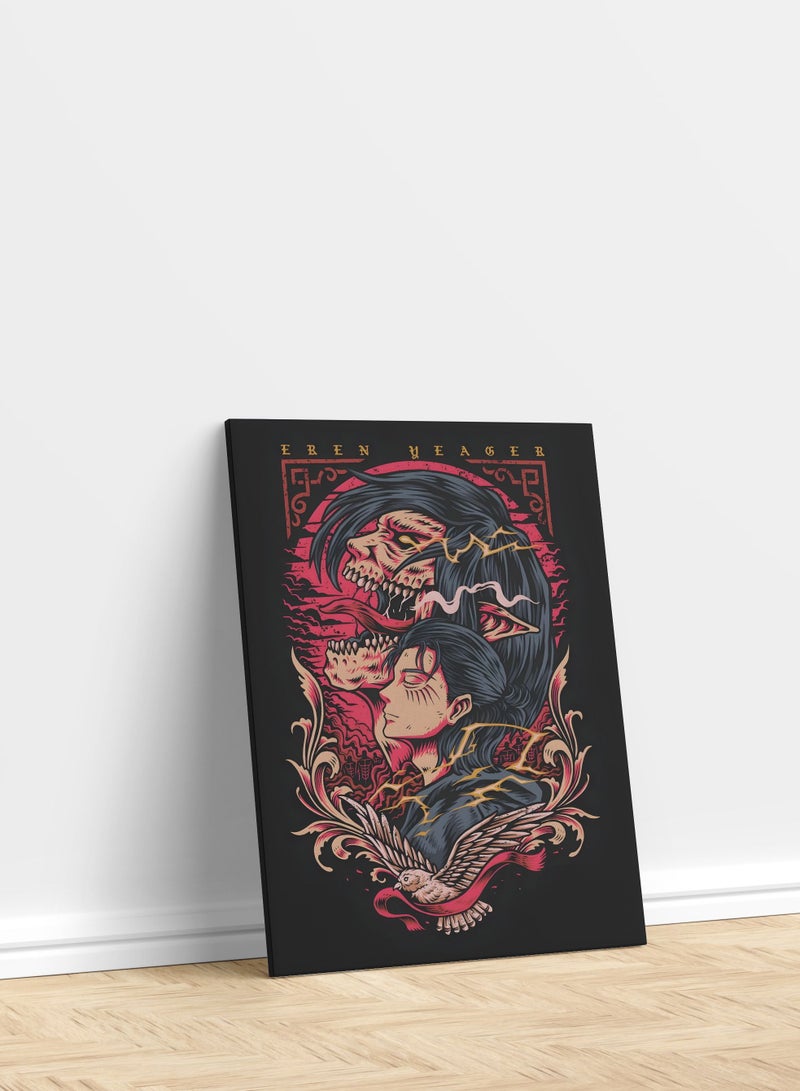 مودكلاس لوحة هجوم العمالقة جدارية بإطار خشبي - Image 2