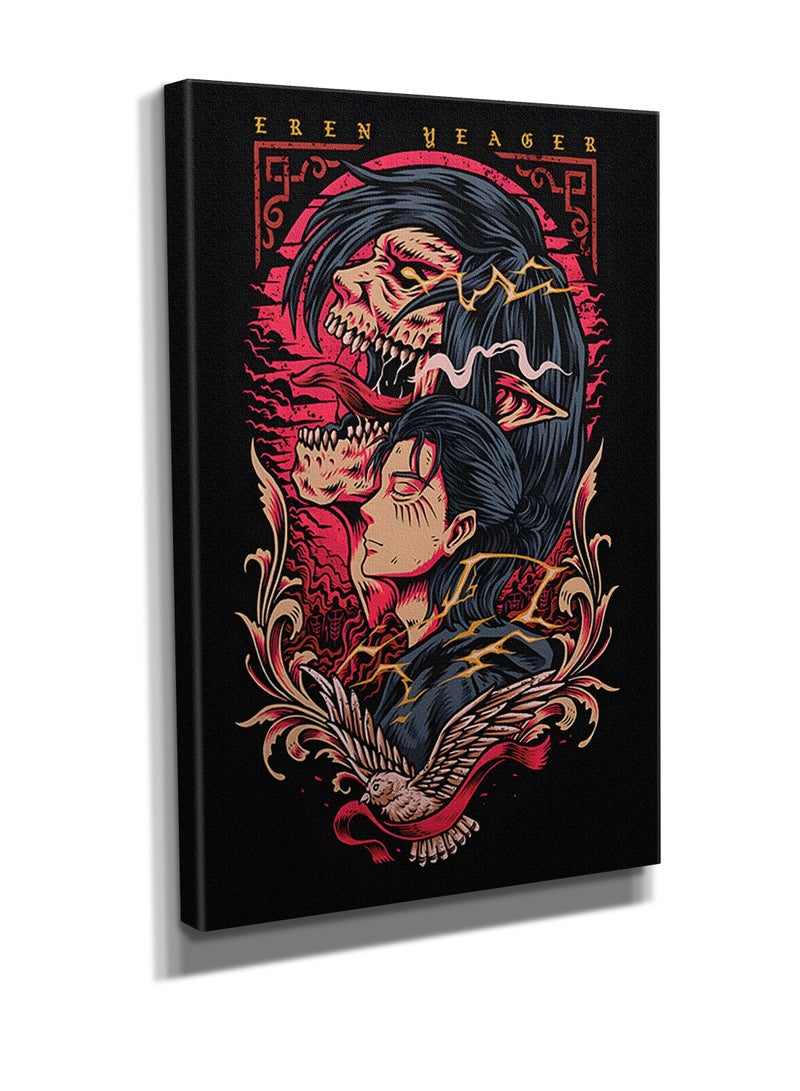 مودكلاس لوحة هجوم العمالقة جدارية بإطار خشبي - Image 3