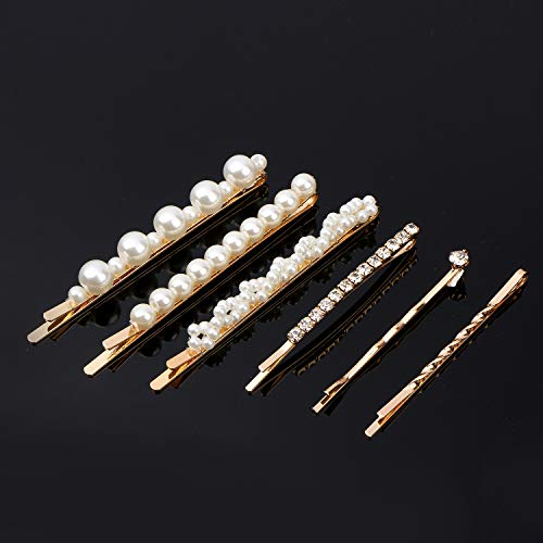 Folansy 20 Pieces Elegant Hair Barrettes Bridal Golden Metal Hair Clip Artificial Pearl Hair Pins and Clear Rhinestone Bobby Pin for Weddings Hair Accessories - Image 2