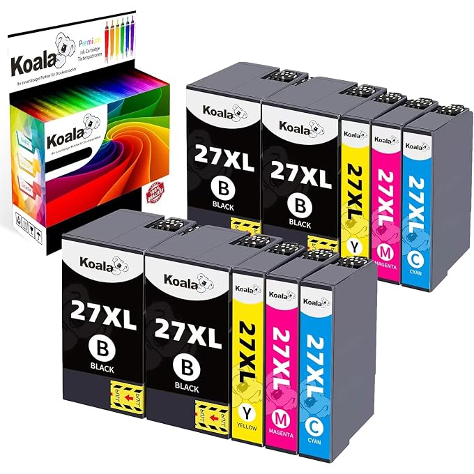 Koala Compatible Ink Cartridge for 27 XL 27XL T2711 T2712 T2713 T2714 for Workforce WF-3620 WF-3640 WF-7210 WF-7610 WF-7620 WF-7710 WF-7715 WF-7720 WF-36 WF-20DWF Printer, Pack of 10
