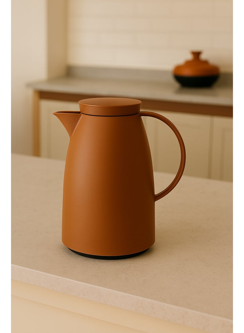 باصرة ترمس شاي باصرة بلون بني أنيق — سعة 1 لتر - Image 1