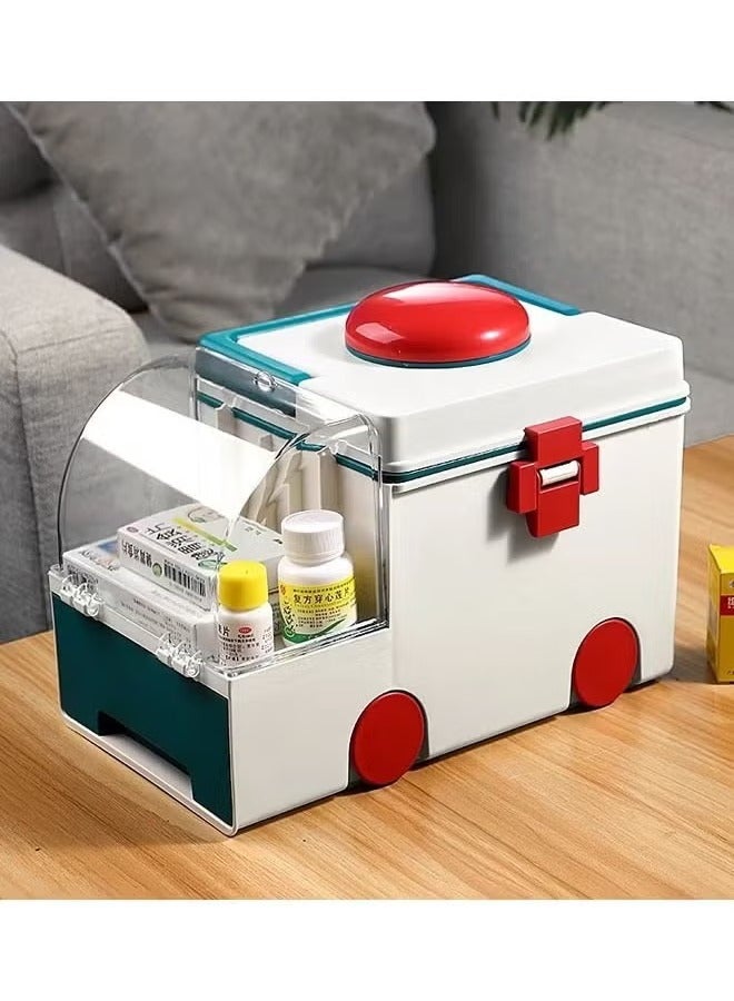 Generic Medicine Storage Box- Double Layer Large-Capacity Family Medicine Box Plastic Medicine Container Box Medical Box Lockable for Home School  - Image 1