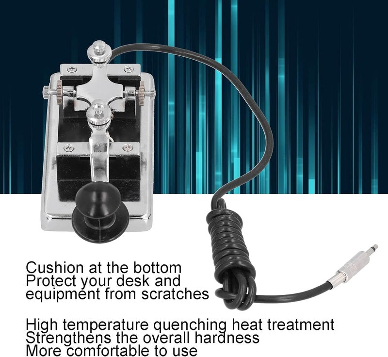 HY - K4 Morse Code CW Telegraph, Stainless Steel Hand Heavy Key Short Waves Communication Teaching Aids, Morse Code Key CW Telegraph for Physical Teaching - Image 2