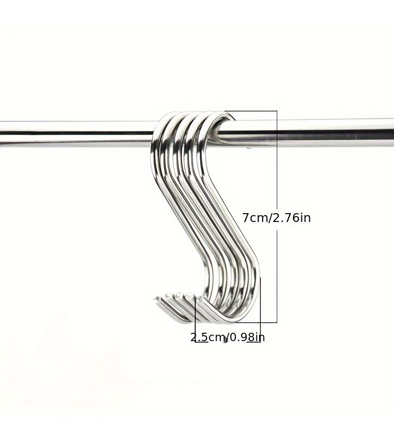 Stainless Steel S Hooks 12pcs 7cm For Kitchen Bathroom Closet Organization - Image 3