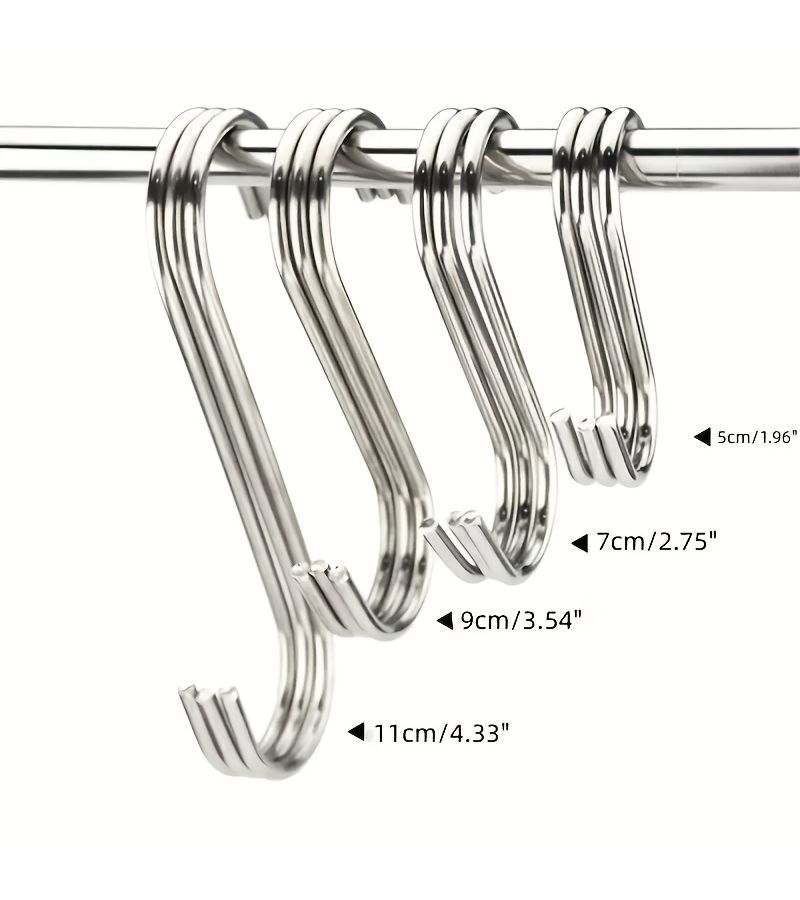 Stainless Steel S Hooks 12pcs 7cm For Kitchen Bathroom Closet Organization - Image 1