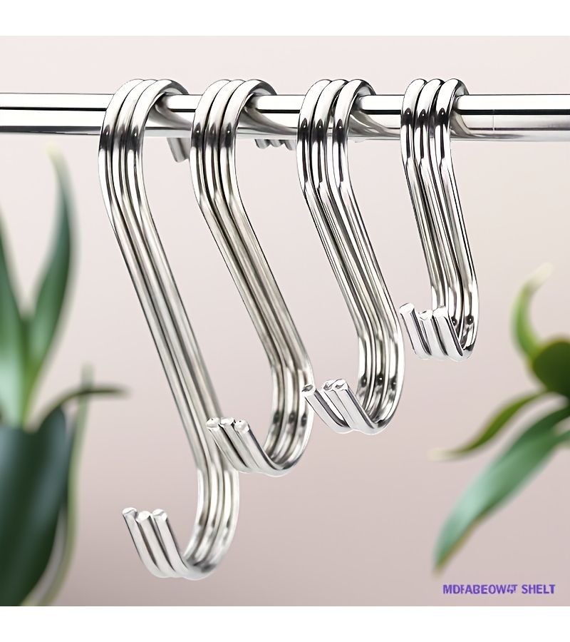 Stainless Steel S Hooks 12pcs 7cm For Kitchen Bathroom Closet Organization - Image 2
