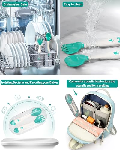 Deejoy Toddler Utensils, Self-feeding Flatware Set withTravel Case, Baby Spoons and Forks with Silicone Bendable Handle, Easy Grip Heat-Resistant, Ideal for Kids, Stage 2 (Green) - Image 4