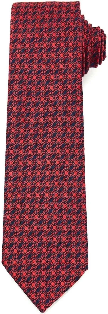 Tudors Classic Patterned Red Tie with Pocket Handkerchief