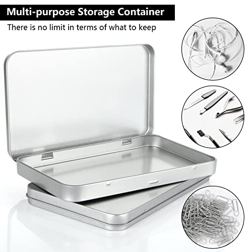 DAJAVE 6 Pack Metal Rectangular Hinged Tin Box Container, Sliver Tin Empty Box with Lid, Mini Tin Containers for Watercolor, Jewelry, Makeup, Candy, Craft Organize(4.2x7x0.6 Inch) - Image 4