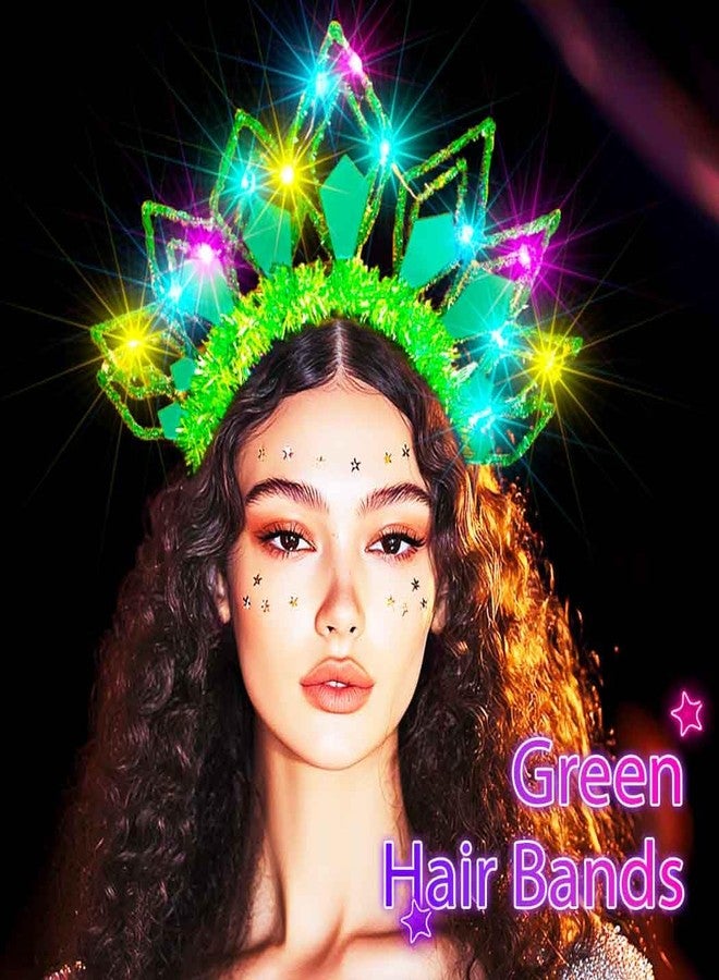 Zoestar Christmas LED Headband Glow Xmas Headbands New Year Party Light Up Crown Hair Accessories for Women(2 Green) - Image 5