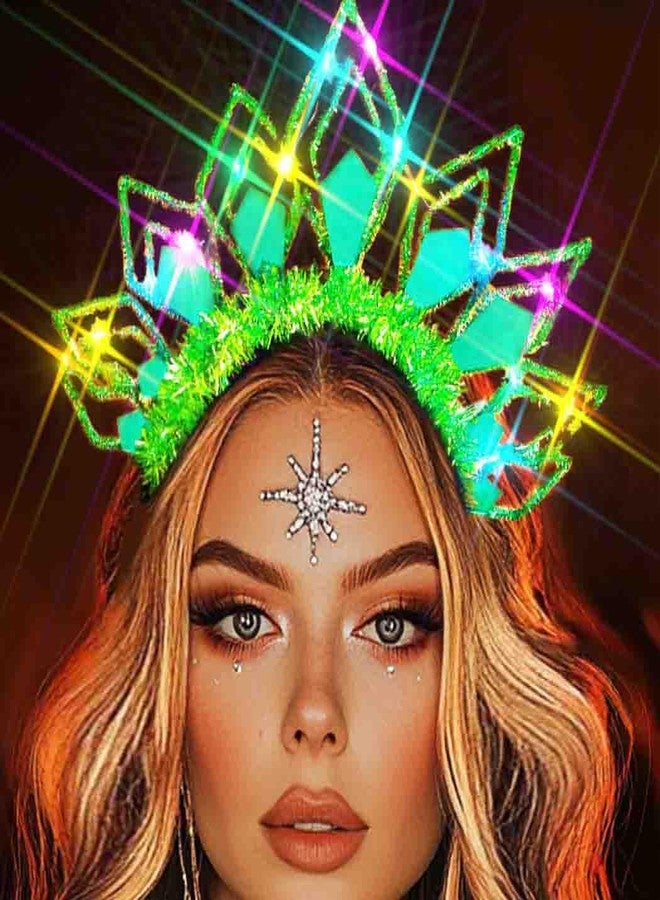 Zoestar Christmas LED Headband Glow Xmas Headbands New Year Party Light Up Crown Hair Accessories for Women(2 Green) - Image 3