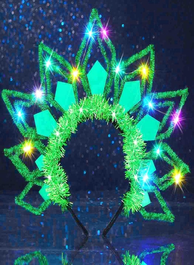 Zoestar Christmas LED Headband Glow Xmas Headbands New Year Party Light Up Crown Hair Accessories for Women(2 Green) - Image 2