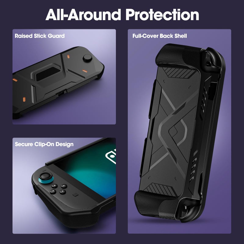 ProCase Protective Case for Nintendo Switch 2 (2025 Model), Hard PC Front Cover + Soft Back Shell with Ergonomic Grip for New 7.9 Inch Nintendo Switch 2 2025 Release -Black - Image 4