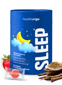healthsetgo Sleep Aid Gummies Helps in Restful Sleep Eases Jet Lag Non Fabit Forming Strawberry Flavour Vegan, Gluten & Gelatin Free 30 Pack  - Image 1