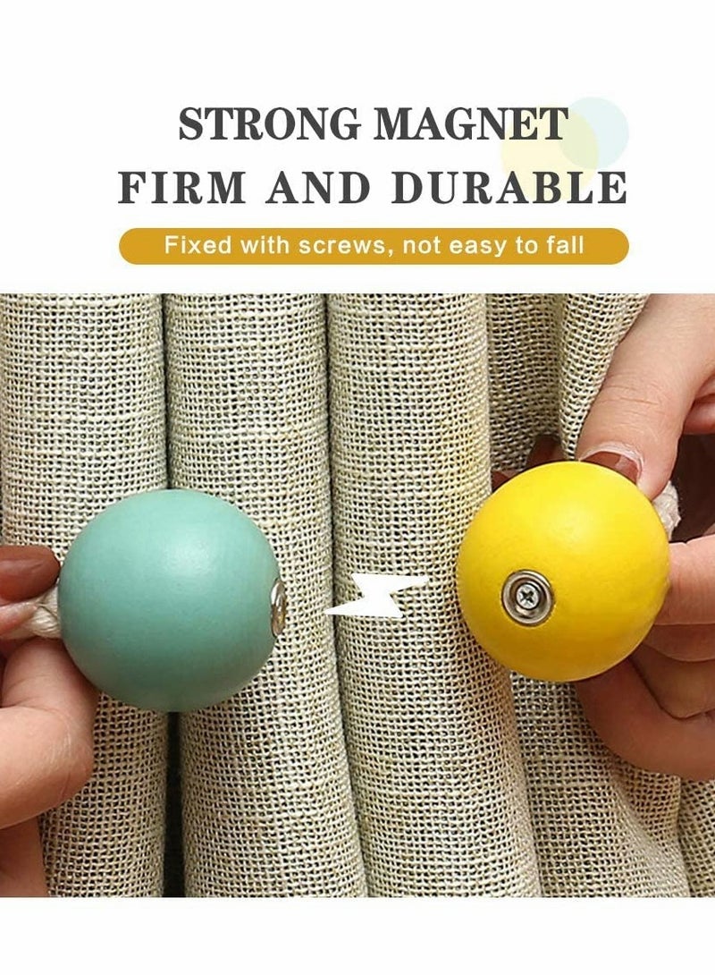 Magnetic Curtain Tiebacks with Wooden Ball, Braided Rope - 1 Pair in 2 Colors for Strong Hold and Elegant Decor. - Image 5