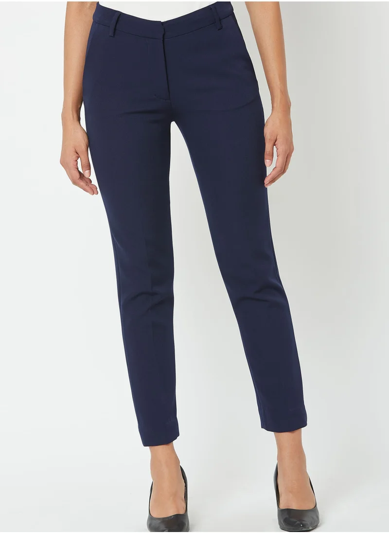 ملابس الملح Salt Attire Women's Slim Fit Formal Trousers with Mid-Rise, Soft Moss Crepe Fabric, and Slant Pockets Ideal for All-Day Comfort and Versatile Office Style.