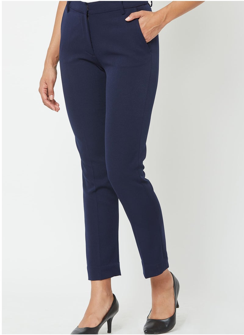 Salt Attire Women's Slim Fit Formal Trousers with Mid-Rise, Soft Moss Crepe Fabric, and Slant Pockets Ideal for All-Day Comfort and Versatile Office Style.  - Image 4