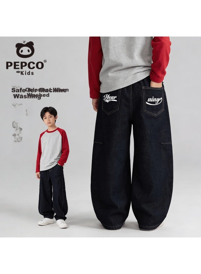 Pepco Kids Denim Jeans Spring Boys Loose Casual Curved Pants  New Fashion Girls Spring Wide-leg Pants - Image 1