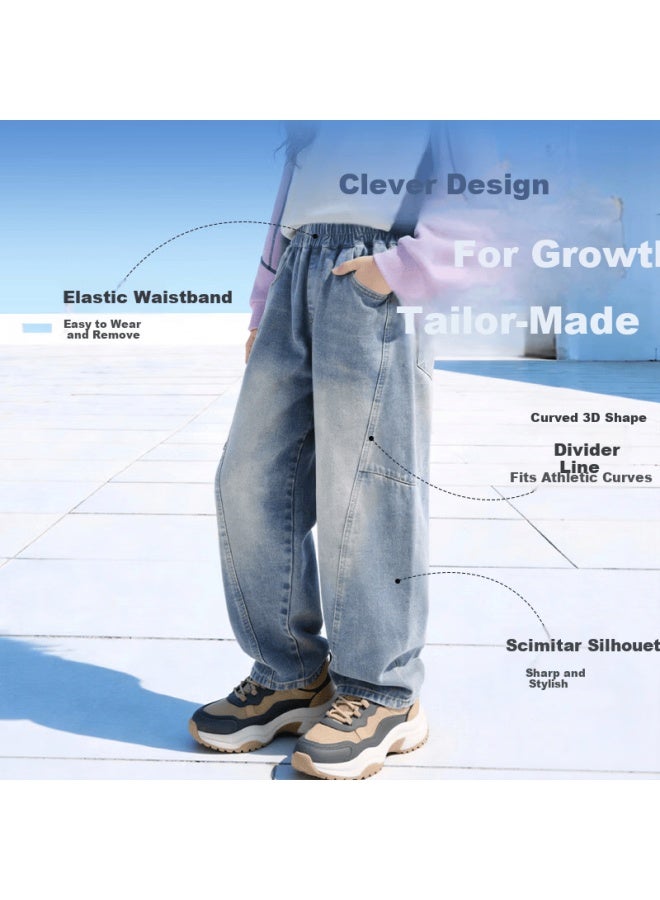 Pepco Kids Denim Jeans Spring Boys Loose Casual Curved Pants  New Fashion Girls Spring Wide-leg Pants - Image 3