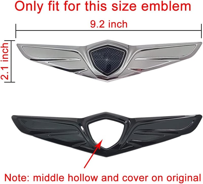 Kolya Glossy Black Front Hood Center Wing Emblem Logo Cover Bumper Badge Molding Trim for Genesis GV80 2021 2022 2023 - Image 3