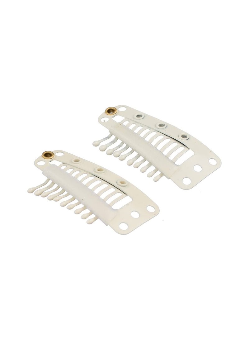 إستيل 100 قطعة على شكل حرف U مشابك إطباق معدنية إضافية لتمديد الشعر هيربيسي لتقوم بها بنفسك مشط خاطف مقاطع شعر مستعار مع مطاط أبيض 10 أسنان 9 ثقوب بيج - Image 2