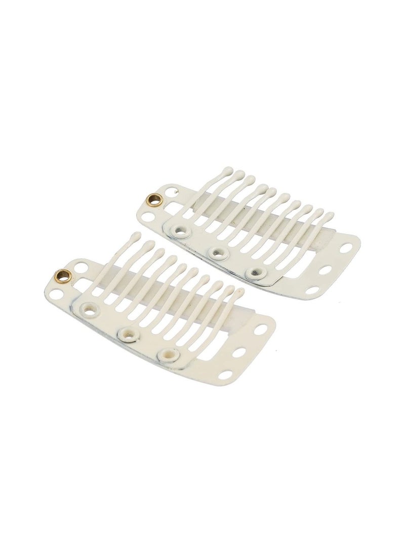 إستيل 100 قطعة على شكل حرف U مشابك إطباق معدنية إضافية لتمديد الشعر هيربيسي لتقوم بها بنفسك مشط خاطف مقاطع شعر مستعار مع مطاط أبيض 10 أسنان 9 ثقوب بيج - Image 4