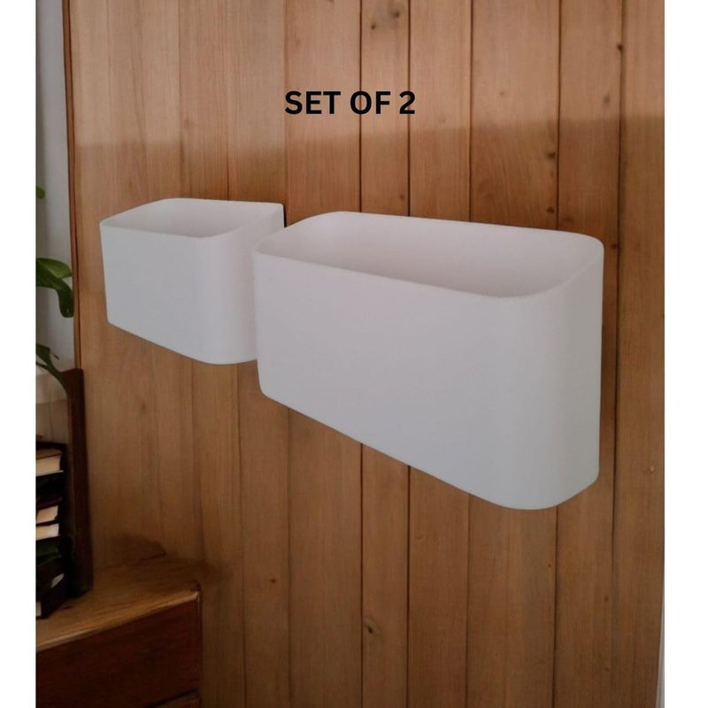 QUANTUM LEGENDS 3D Printed Premium Bathroom Organizer Set Wall Mounted Without Drill, Multipurpose Storage Holder, Wall Hung Stand for Bathroom, Toothbrush Organizer for Family (Set of 2) White - Image 3