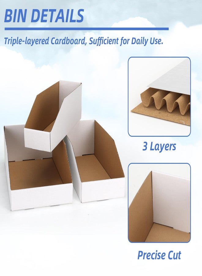 ZBEIVAN Cardboard Storage Bins Boxes 30 Packs, Easy Assembly Pantry Organizer Bins for Shelf, White (12x4x4.5, 12x6x4.5, 12x8x4.5 Inches) - Image 3