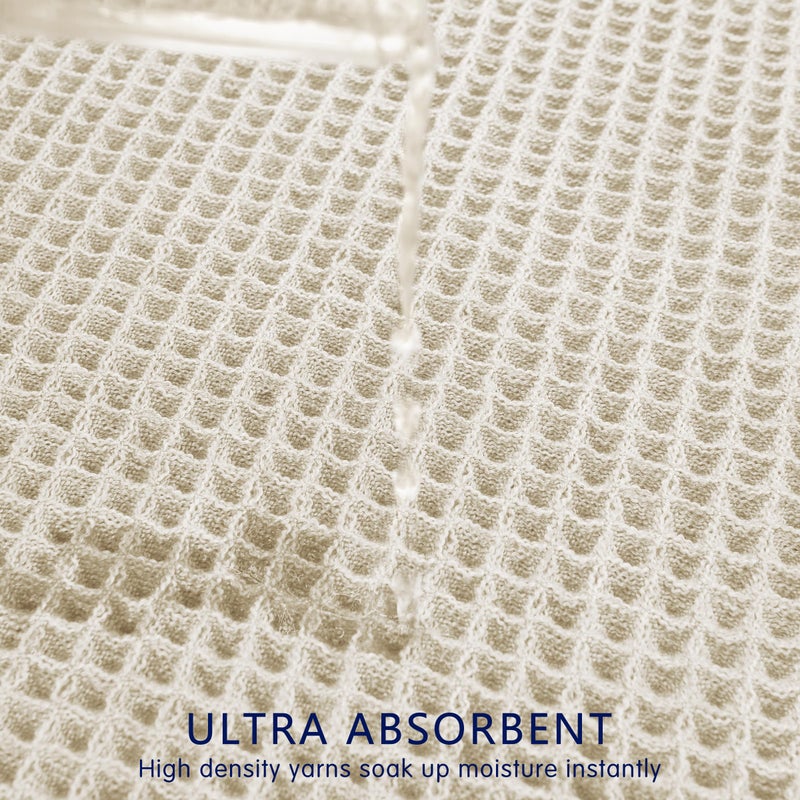 SUBRTEX Waffle Braided Bath Mat, 16" x 24" Soft Waffle Bath Rugs, Absorbent Non Slip Bathrooom Mats, Machine Washable Area Rug for Bathroom, Quick Dry, Off White - Image 4