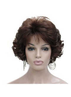 Kalyss Kalyss Dark Brown Short Curly Wavy Wig with Hair Bangs 100% Imported Premium Synthetic Fashion Brown Hair Wigs for Women (Brown)  - Image 1