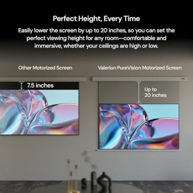 120 PureVision Motorized Projector Screen, Laser Speckle Reduction, Auto-Sync with Projector, 4K/8K UHD Ready, 20 Adjustable Drop, Black Backing for Enhanced Contrast, Long Throw Only - Image 5