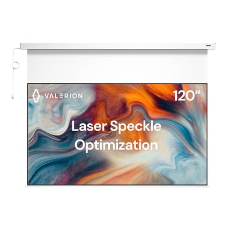 120 PureVision Motorized Projector Screen, Laser Speckle Reduction, Auto-Sync with Projector, 4K/8K UHD Ready, 20 Adjustable Drop, Black Backing for Enhanced Contrast, Long Throw Only - Image 1
