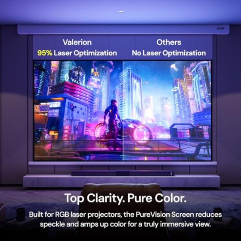 120 PureVision Motorized Projector Screen, Laser Speckle Reduction, Auto-Sync with Projector, 4K/8K UHD Ready, 20 Adjustable Drop, Black Backing for Enhanced Contrast, Long Throw Only - Image 4