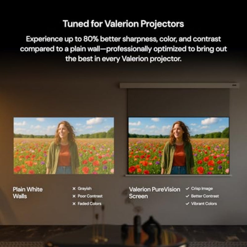 120 PureVision Motorized Projector Screen, Laser Speckle Reduction, Auto-Sync with Projector, 4K/8K UHD Ready, 20 Adjustable Drop, Black Backing for Enhanced Contrast, Long Throw Only - Image 3
