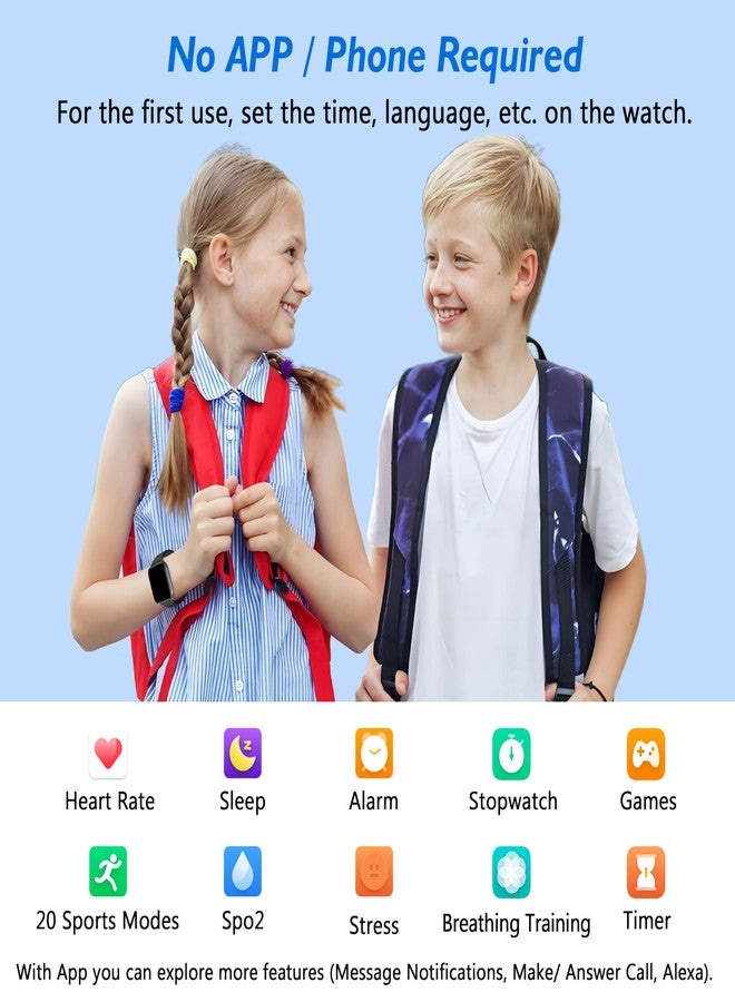 KALINCO Kids Smart Watch, IP68 Waterproof Swimming Smartwatch, 1.8'' Fitness Activity Tracker Watch with 100 Sports Modes, Make Call/Answer, HR & Sleep Monitor, Alarm for 7+ Boys Girls Teens - Image 2