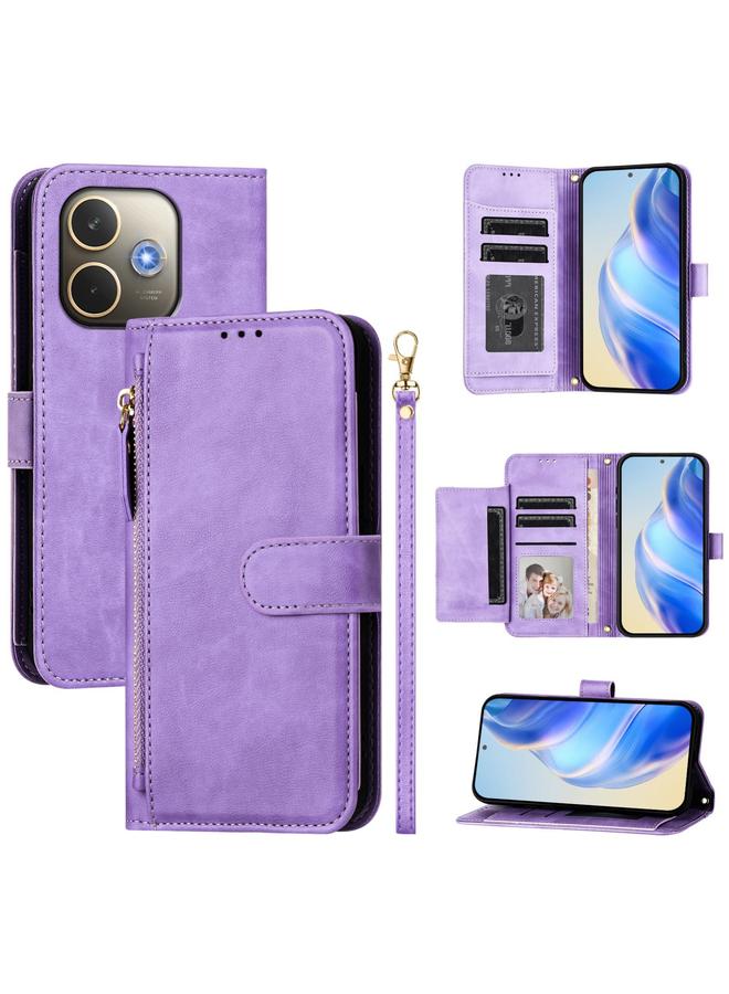 اس-توب جراب لهاتف OPPO A5 Pro 5G مزود بفتحات بطاقات متعددة وسحاب ومحفظة جلدية لهاتف OPPO A5 Pro 5G - Image 1