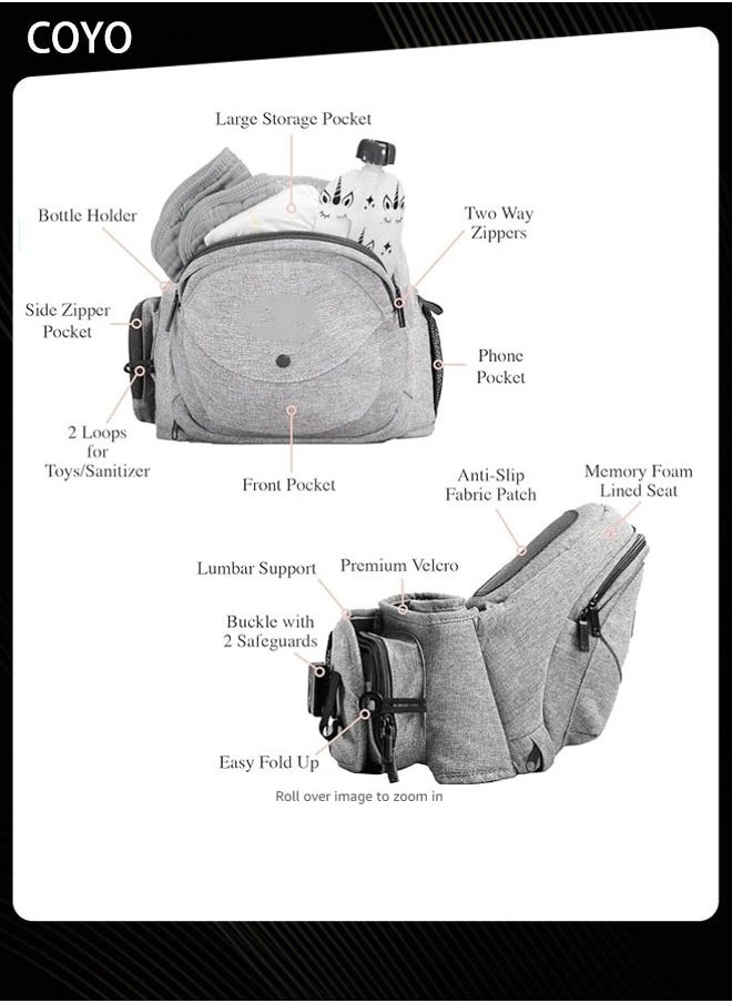 COYO The Only Safety Certified Hip Seat Baby Carrier Adjustable, Machine Washable, Ergonomic Newborn + Toddler + Child Carrier, Safe Ultra-Comfortable Waist Carrier  - Image 3