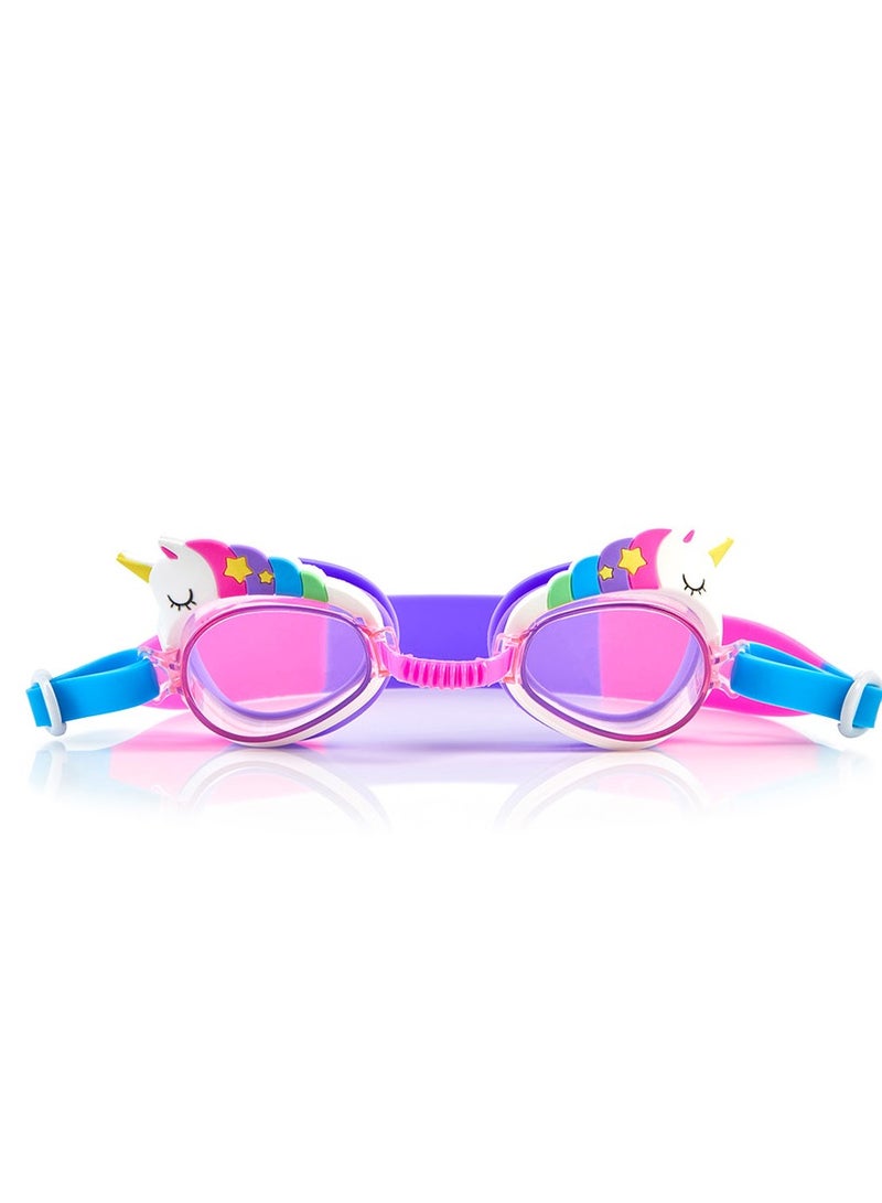 Bling2O Aqua2ude Rainbow Unicorn Swim Goggles for Kids - Ages 3+ - Anti Fog, No Leak, Non Slip, UV Protection - Hard Travel Case - Lead and Latex Free - Image 1