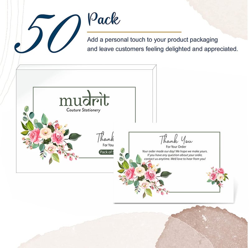 mudrit Pack of 50 Thank You For Your Order Cards, Large Size 4" x 6", Insert Card With Every Order to Support Small Business | Great way to get feedback for Online & Retail Stores - Image 2