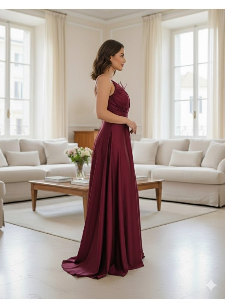 FULL JOY Luxurious Maxi Dresswith feathers and a Distinctive Waist Belt - Image 4