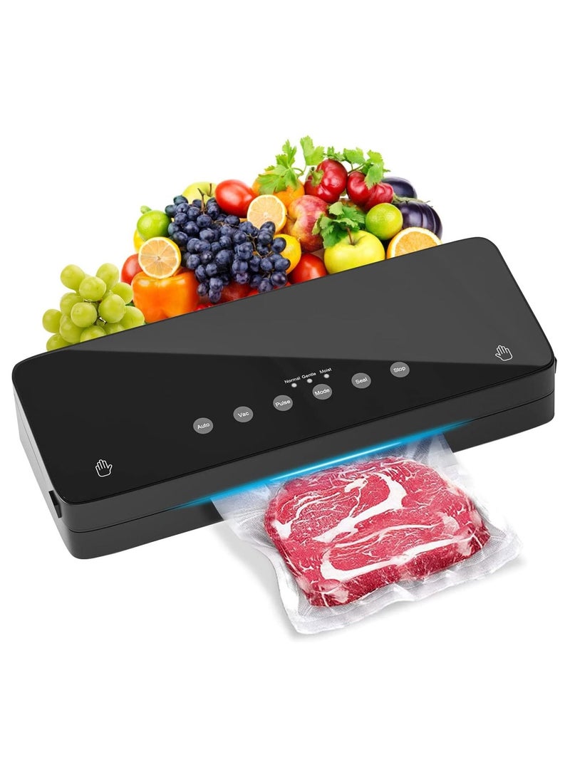 Vacuum Food Sealer,Food Vacuum Machine for Food Saver, Dry & Moist Sealer Machine with Air Sealing System, Automatic Food Sealer with 10 Vacuum Seal Bags & 1 Air Suction Hose  - Image 1
