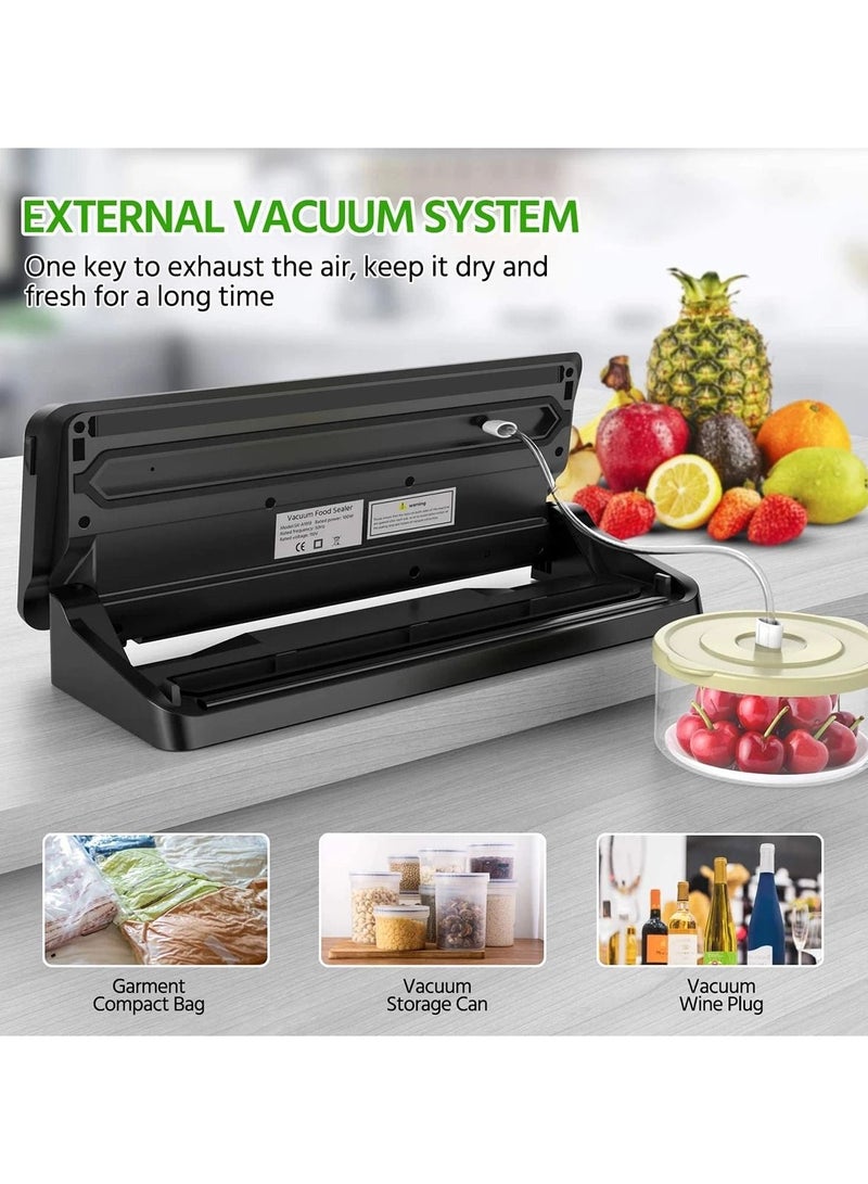 Vacuum Food Sealer,Food Vacuum Machine for Food Saver, Dry & Moist Sealer Machine with Air Sealing System, Automatic Food Sealer with 10 Vacuum Seal Bags & 1 Air Suction Hose  - Image 4