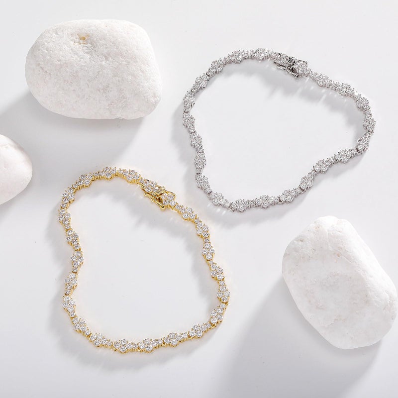 TOPGRILLZ Ankle Bracelets for Women Gold Anklets for Women Iced out 14K Gold Plated 5mm Silver Pink Anklets for Women Minimalist Foot Jewelry(Gold, 10 IN) - Image 3