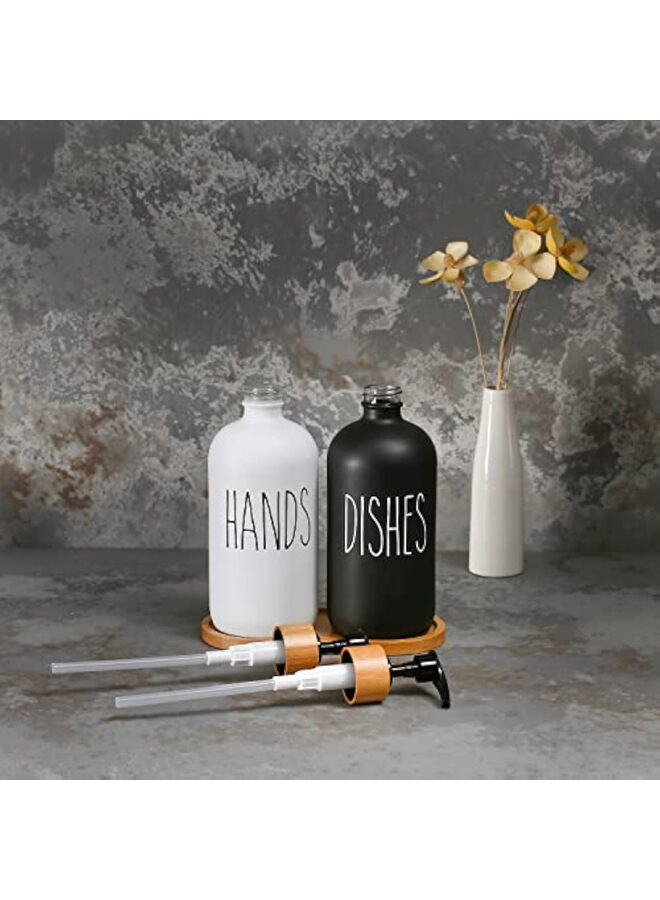 Soap Dispenser Set, Contains Hand and Dish Soap Dispenser, Suitable for Kitchen Decor Black and White - Image 5