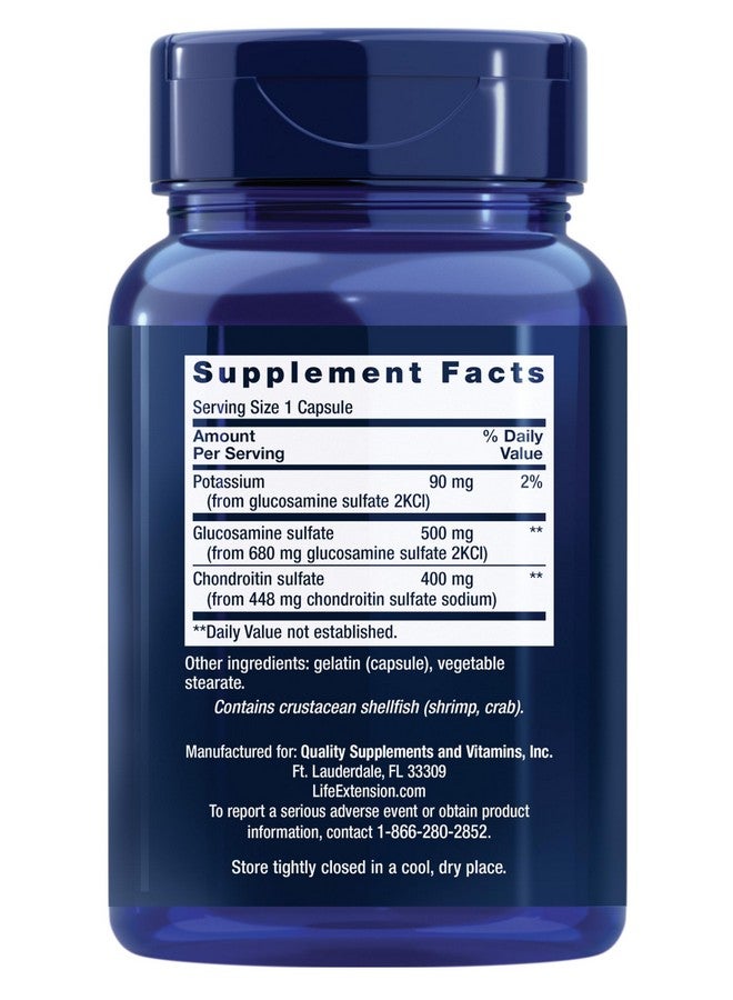 لايف إكستنشن كبسولات الجلوكوزامين/شوندرويتين من لايف إكستنشن لصحة المفاصل والغضاريف، خالية من الكائنات المعدلة وراثيًا، وخالية من الغلوتين، 90 كبسولة - Image 2