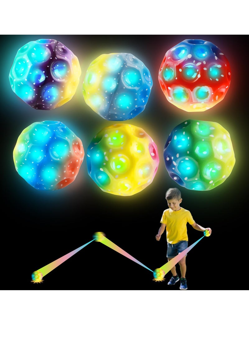 Barakah 6 PCS Space Ball 7cm Extreme Moon Ball PU Bounce Ball Sensory Ball High Bouncing and Sounds Meteor Ball Helps Improve Hand Eye Coordination Great Sensory Ball for Kids Teens Pocket Money Toys - Image 1