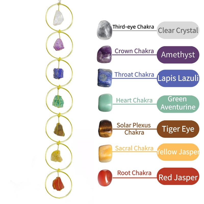 Anjiucc Handmade Natural Gemstone Crystal Hanging Ornaments 7 Chakra Feng Shui Ornaments for Home Decoration Window Decor - Image 5