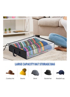 SYOSI Caps Clothing Organizer, Wide Hat Storage for Various Caps  or Underwear with 2 Sturdy Handles Storage Box Holds Up to 40 Hats Foldable or 60 Underwear for Home Travel (Black, 20x16x6.7inches)  - Image 2