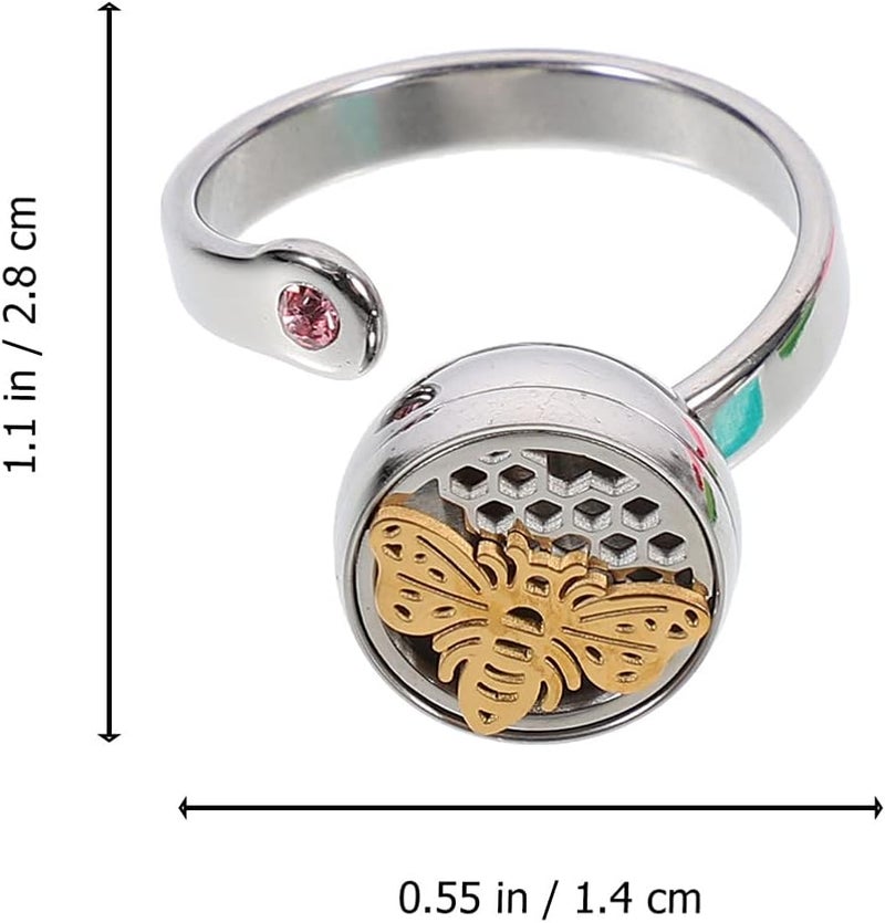 klarako Stainless Steel Abstract Design Aromatherapy Ring Steel Essential Oils Diffuser Open Ring 12mm - Image 3